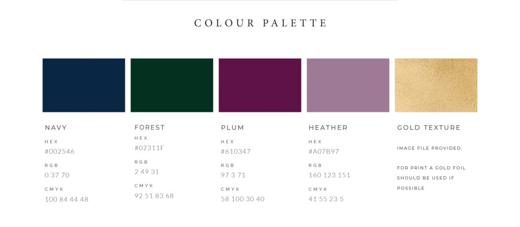 creating a logo for a luxury wedding cake brand. Colour palette