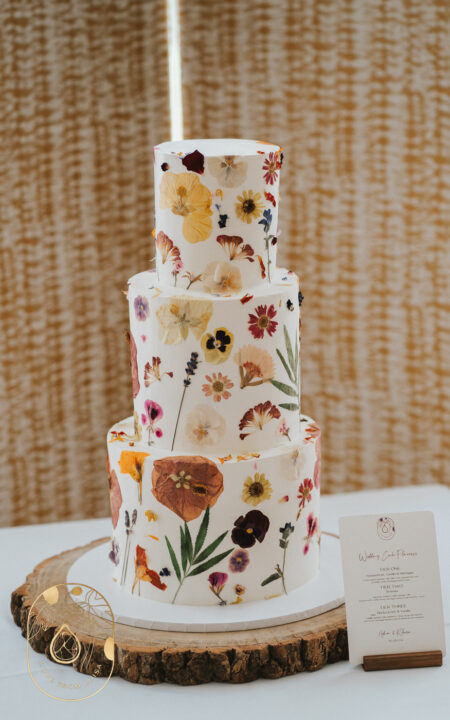 Pressed Flower wedding cake - three tir cake for wedding cake budget