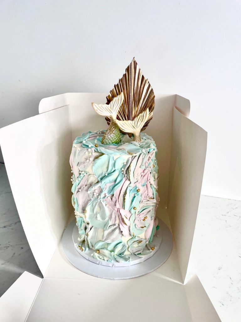 Extra tall mermaid cake in box