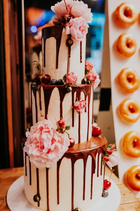 Three Tier Chocolate Drip Wedding Cake