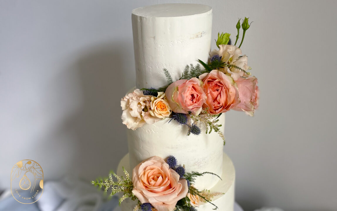 Wedding Cake with Flowers