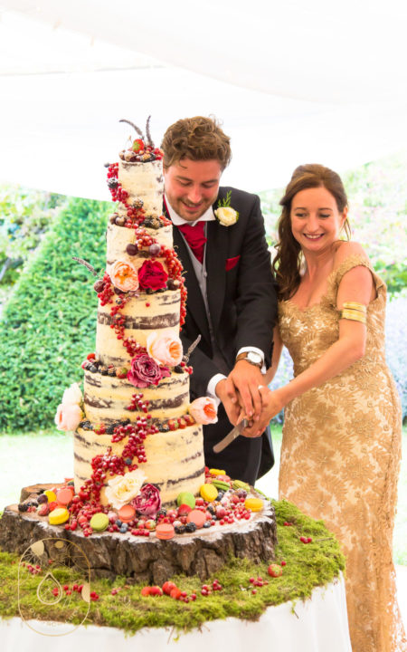 Five Tier Woodland Wedding Cake. Semi Naked Wedding Cake. Photo Credit: Martin James Photography