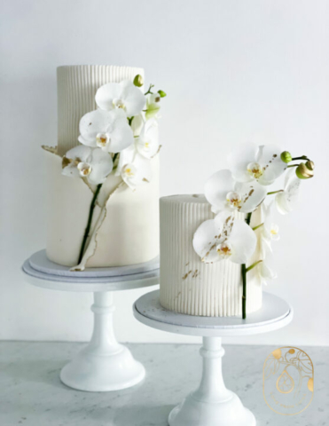 White Orchid wedding cake 