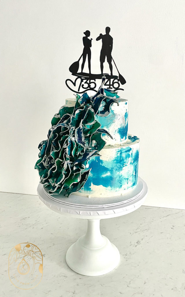 Nonpareil & fondant waves cake - pool party - Ashlee Marie - real fun with  real food