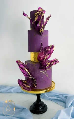 4 tier purple wedding cake 