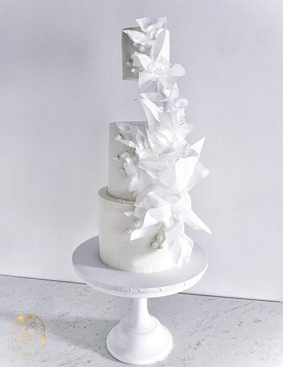 Modern Wafer Paper Wedding Cake Design - Abstract contemporary cake design