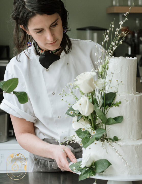 wedding cake with rustic cake meadow flowers