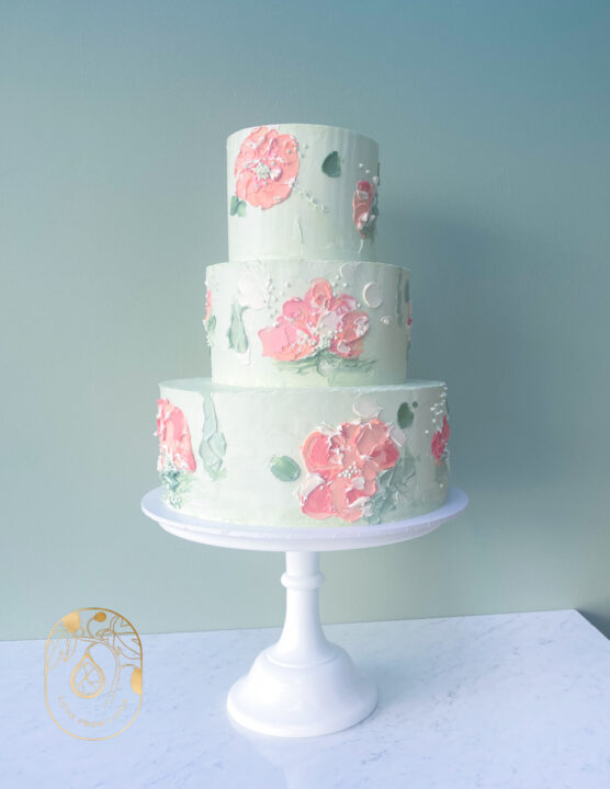 Modern hand painted wedding cake