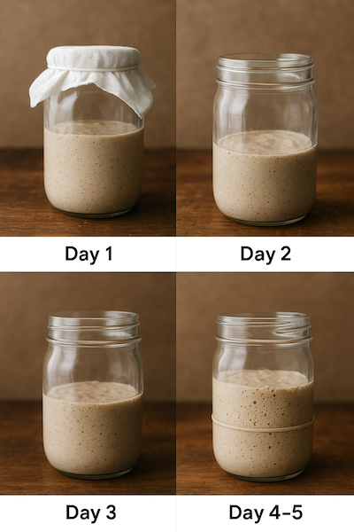 Rye Sourdough Starter Process From Scratch