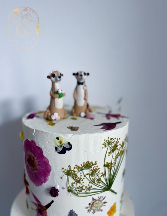 organic edible flower wedding cake